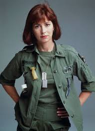 Actor Dana Delany dressed as her character in "China Beach," an Army nurse.